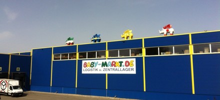 Magasin, matériel, bébé, usine, bâtiment bleu marine