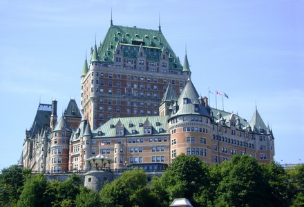 Château Frontenac, Canada, Québec, toit, tours, ciel bleu