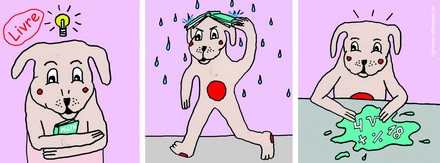 Livre, BD, bulles, chien, pluie, comique, chiffres, cases, illustrations, images