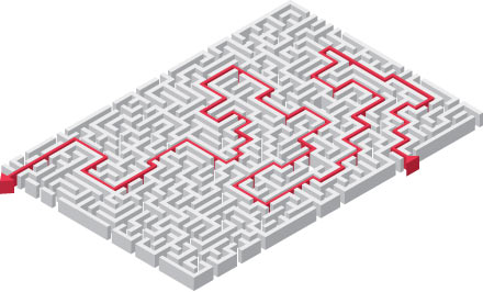 Labyrinthe, solutions, time out, chemin, rouge